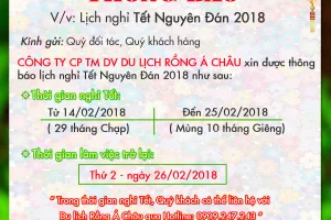Thông báo Lịch nghỉ Tết Nguyên Đán 2018